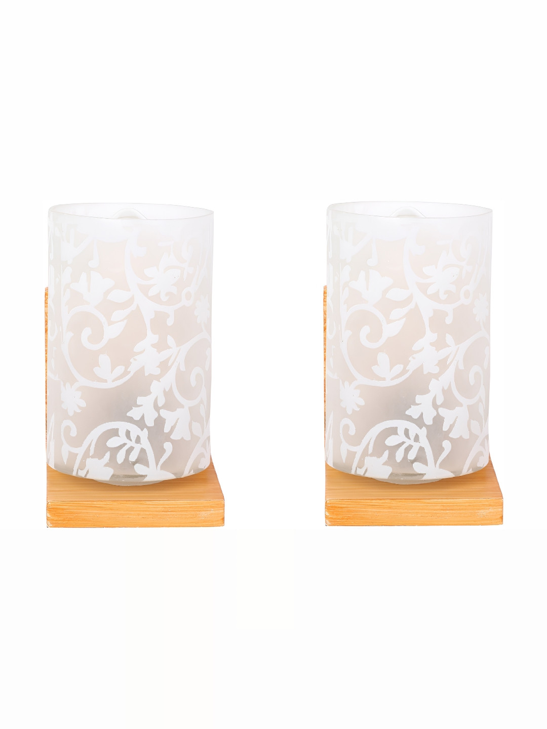 

1ST TIME White 2 Pieces Printed Glass Self Assembly Cylinder Contemporary Wall Lamps