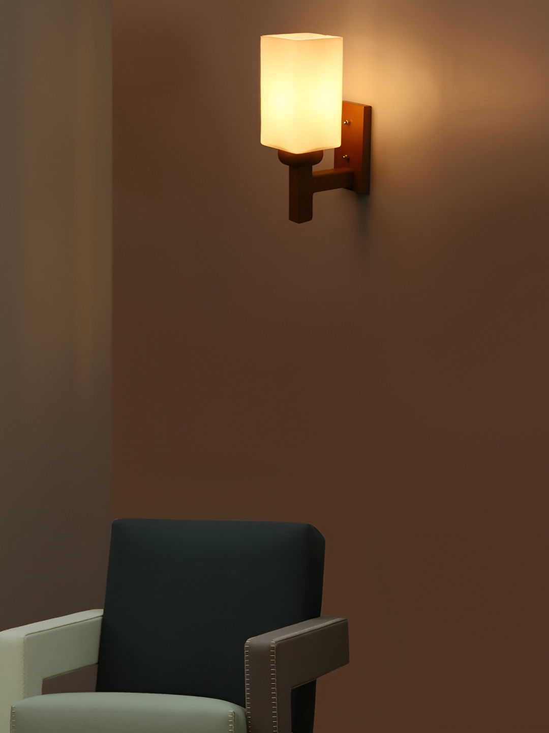 

1ST TIME White & Brown Rectangle Shaped Glass Wall Lamp