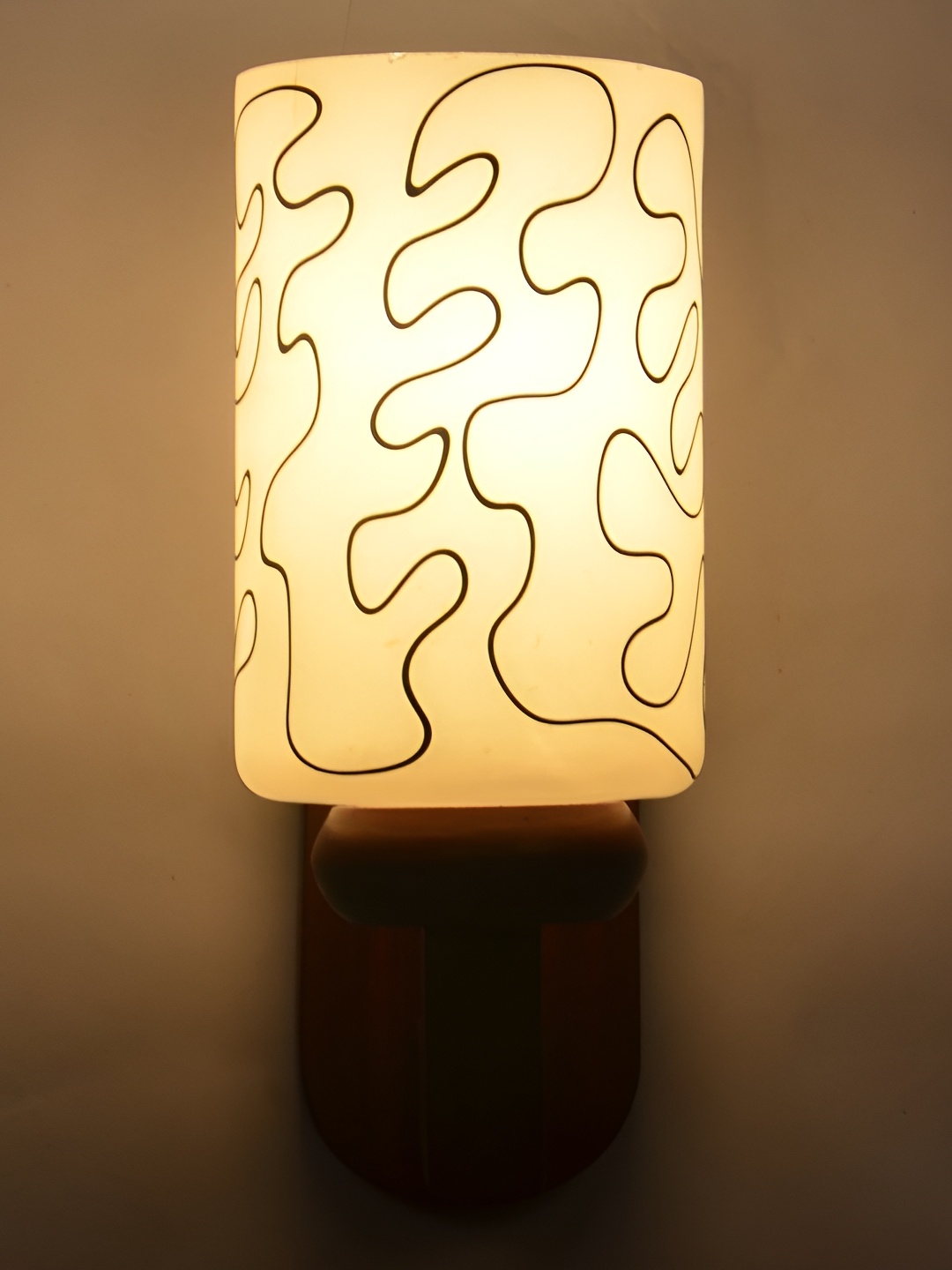 

1ST TIME White & Black Printed Glass Traditional Cylinder Shaped Wall Lamp