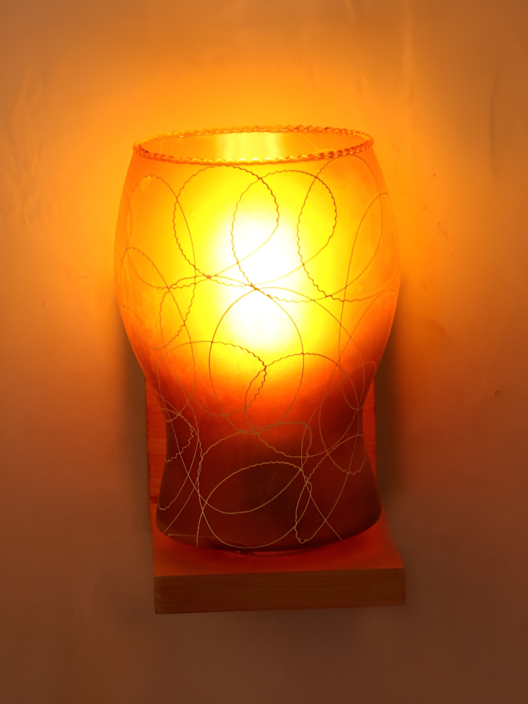

1ST TIME Brown & White Printed Abstract Shaped Contemporary Wall Lamp