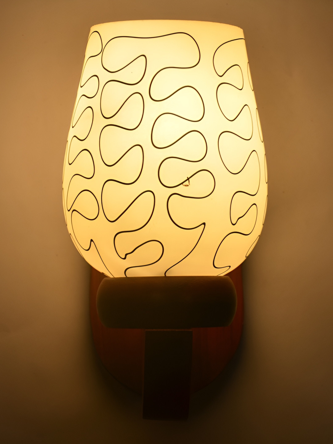 

1ST TIME White & Black Printed Glass Self Assembly Bell Contemporary Wall Lamp