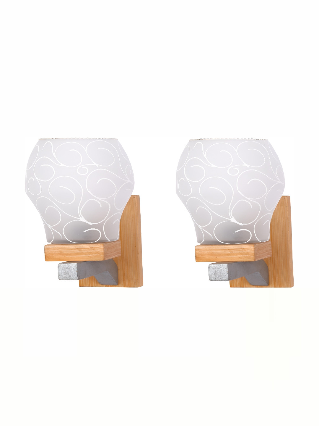 

1ST TIME White 2 Pcs Printed Glass Traditional Abstract Shaped Wall Lamps