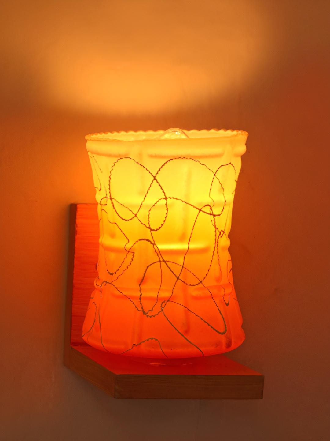 

1ST TIME White & Orange Printed Glass Traditional Wall Lamp