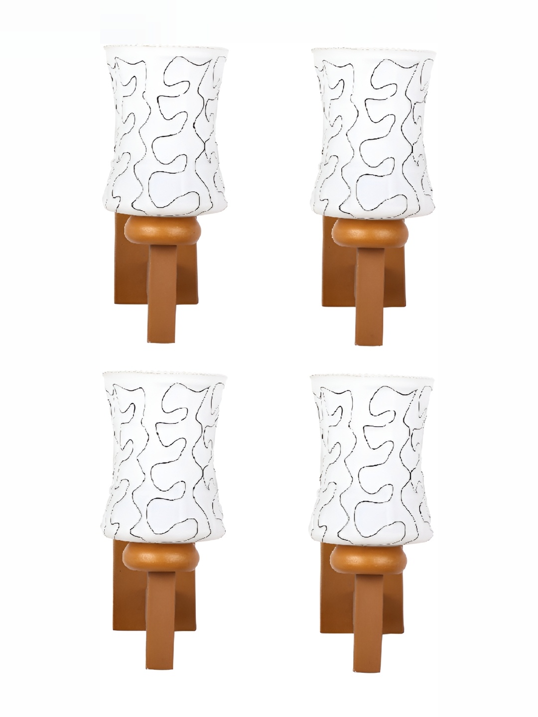 

1ST TIME White & Black 4 Pieces Printed Glass Contemporary Wall Lamps