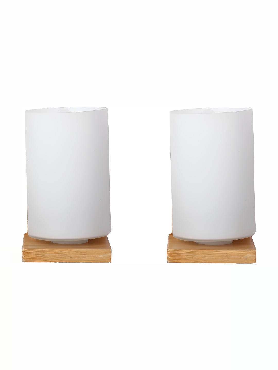 

1ST TIME White & Brown 2 Pieces Cylinder Shaped Glass Wall Lamps