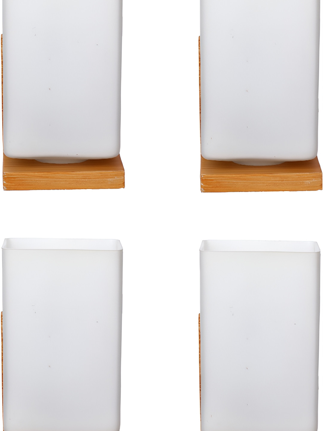 

1ST TIME White & Brown 4 Pieces Rectangle Shaped Wall Lamps