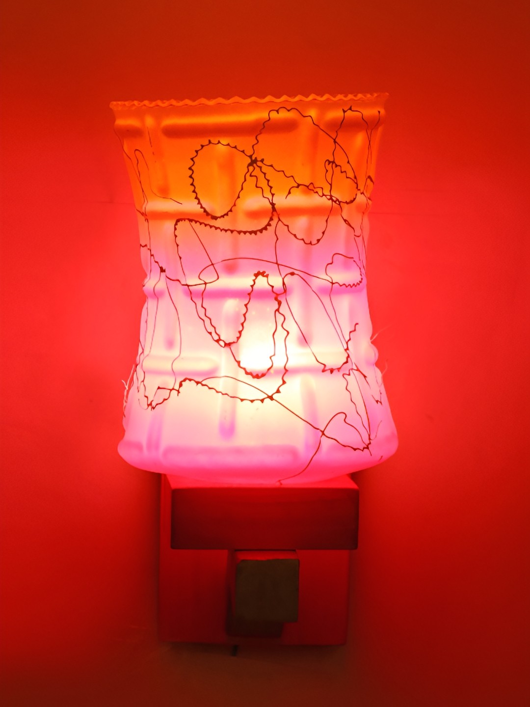 

1ST TIME Pink & Orange Printed Glass Traditional Wall Lamp
