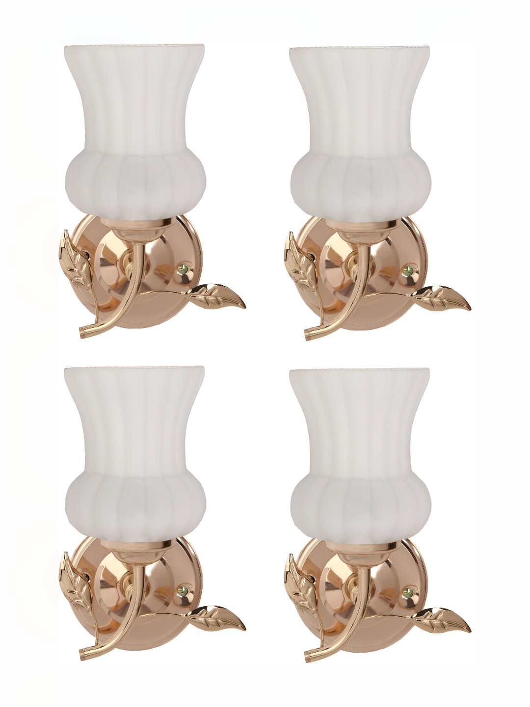 

1ST TIME White & Gold-Toned 4 Pieces Textured Glass Contemporary Wall Lamp