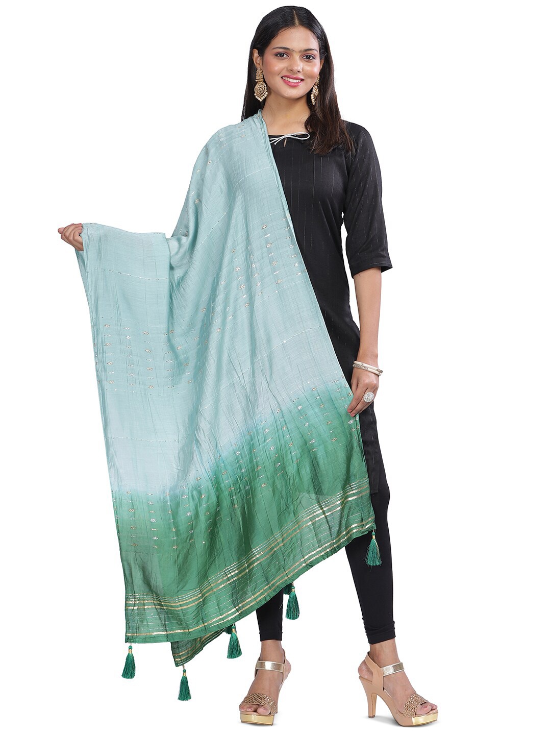 

Aanys Culture Ethnic Motifs Woven Design Zari Cotton Silk Dupatta, Blue