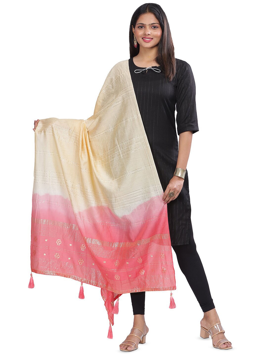 

Aanys Culture Ethnic Motifs Woven Design Zari Dupatta, Beige