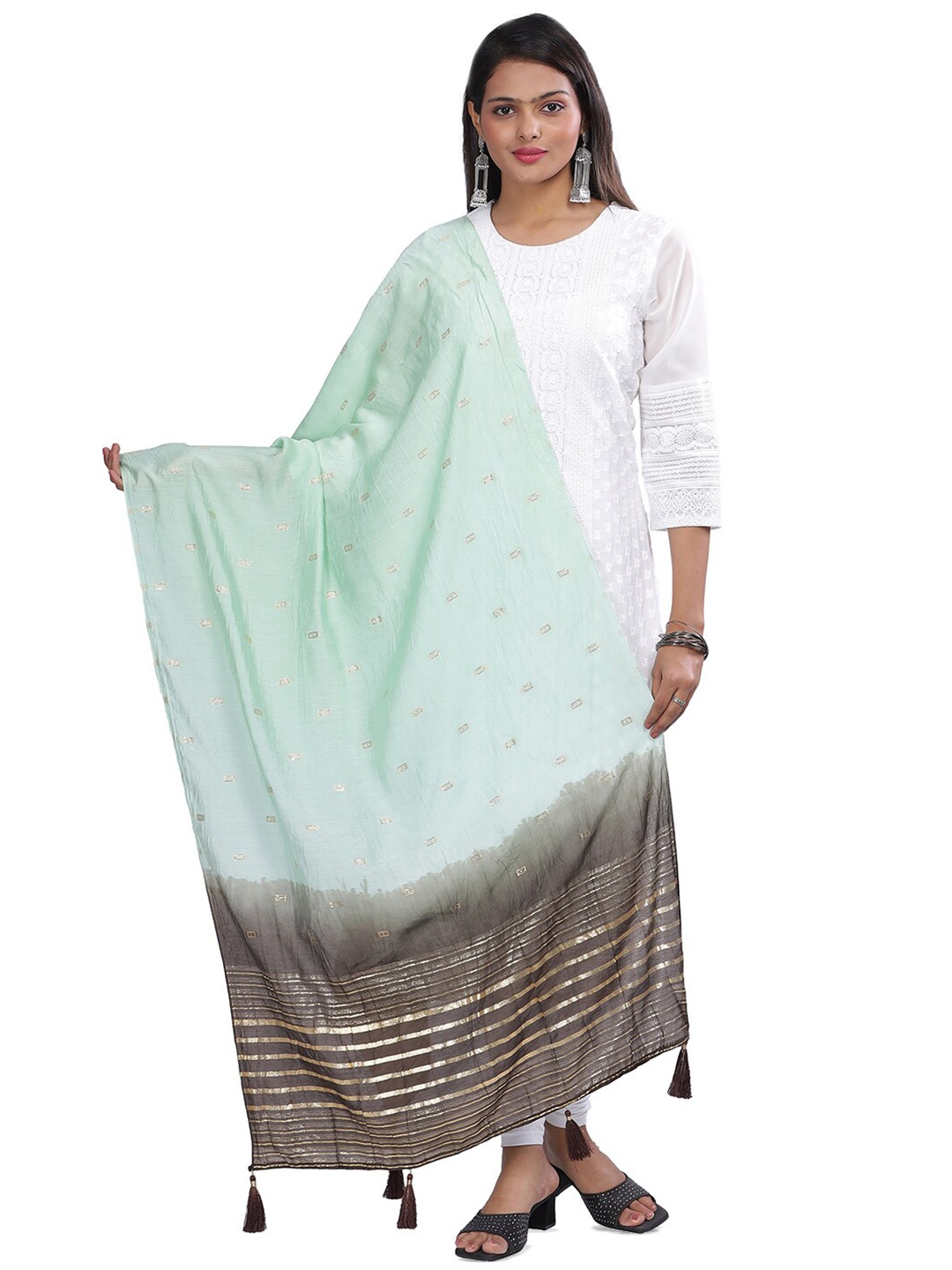 

Aanys Culture Ethnic Motifs Woven Design Dupatta, Green