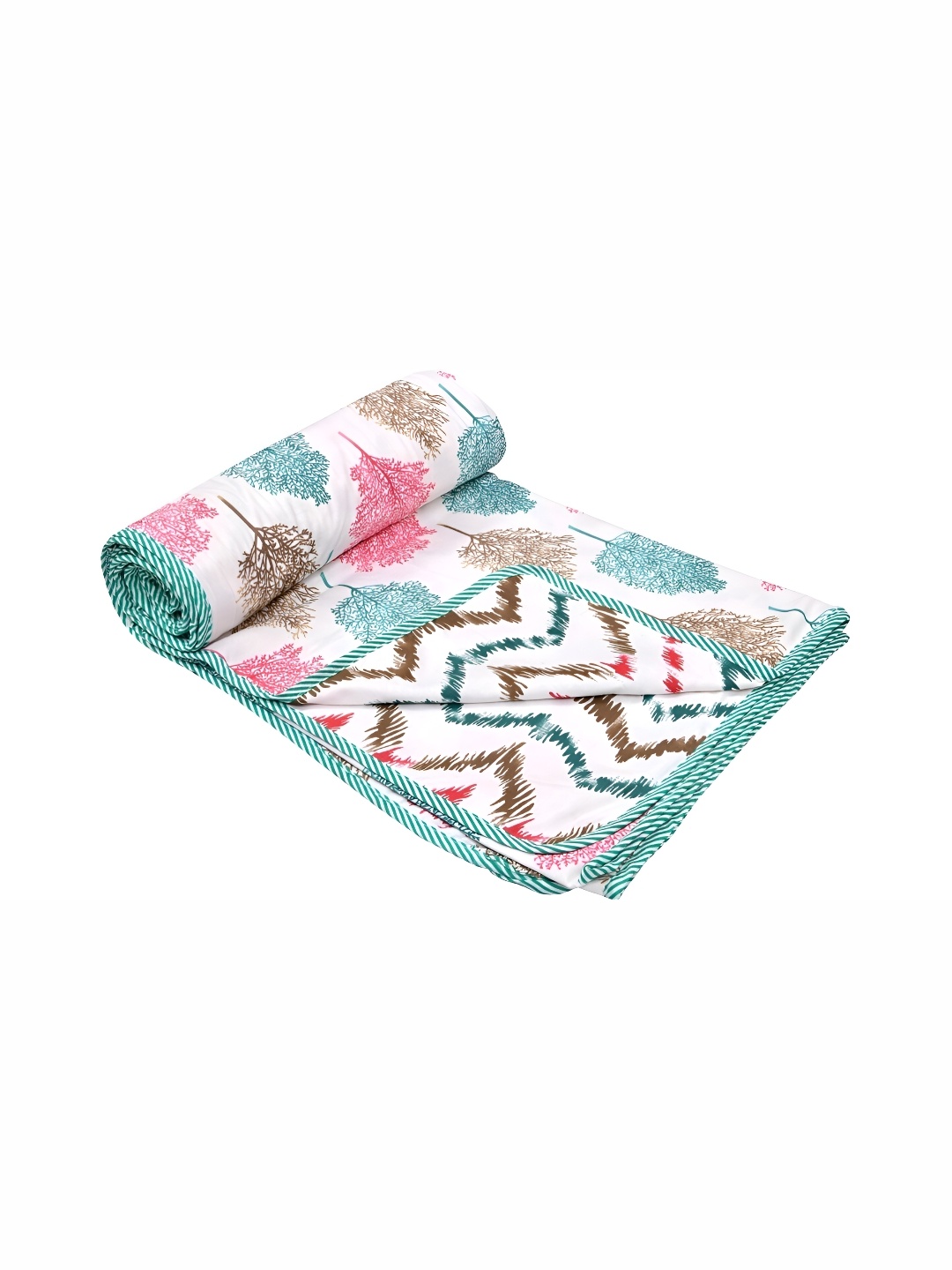 

RF RELAXFEEL White & Green Floral Cotton Heavy Winter 150 GSM Single Bed Dohar