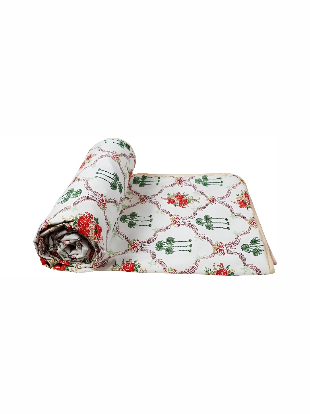 

RF RELAXFEEL White & Red Floral Heavy Winter 150 GSM Cotton Single Bed Dohar