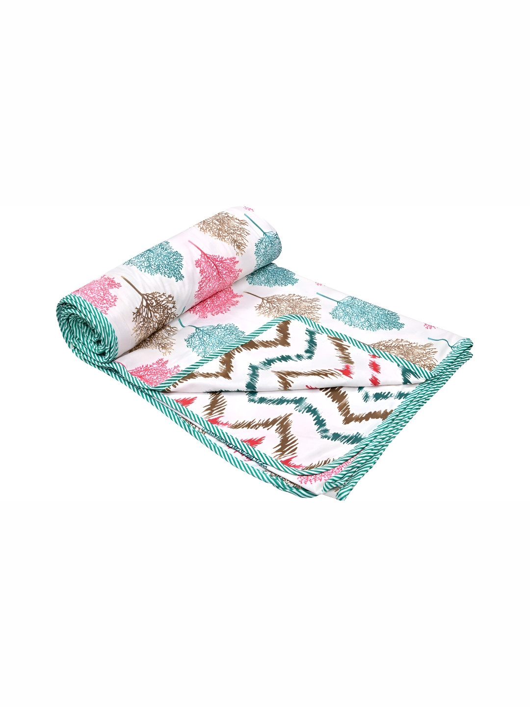 

RF RELAXFEEL White & Pink Ethnic Motifs Cotton Heavy Winter 150 GSM Double Bed Dohar