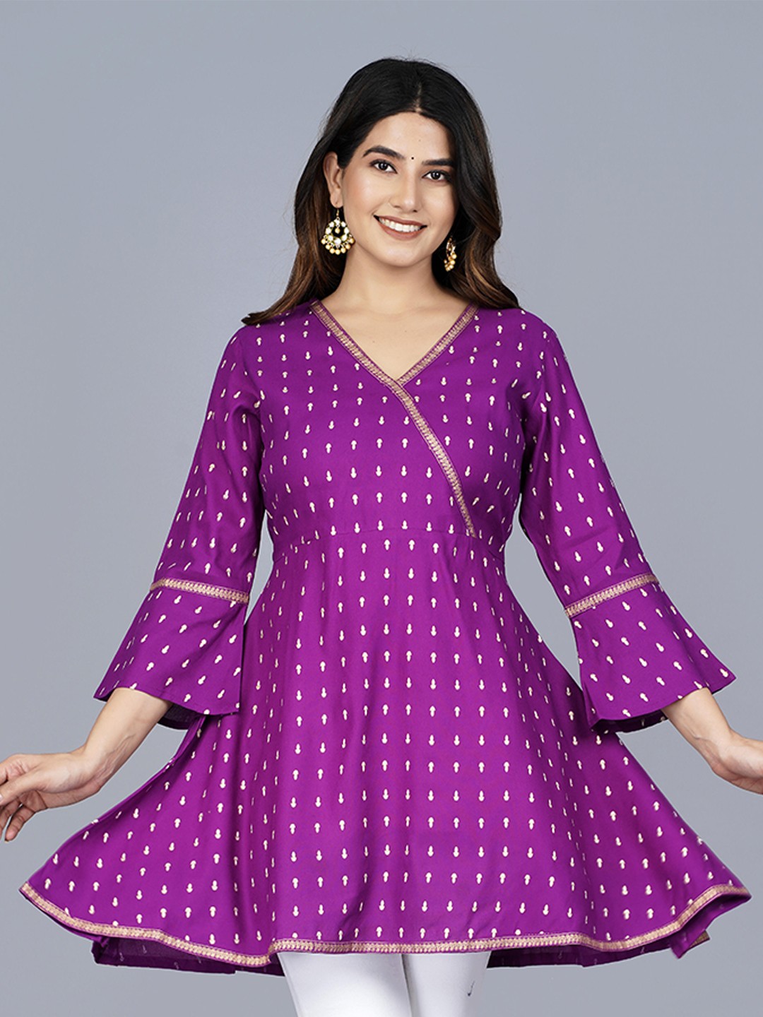 

SIPET Ethnic Motifs Printed Kurti, Purple