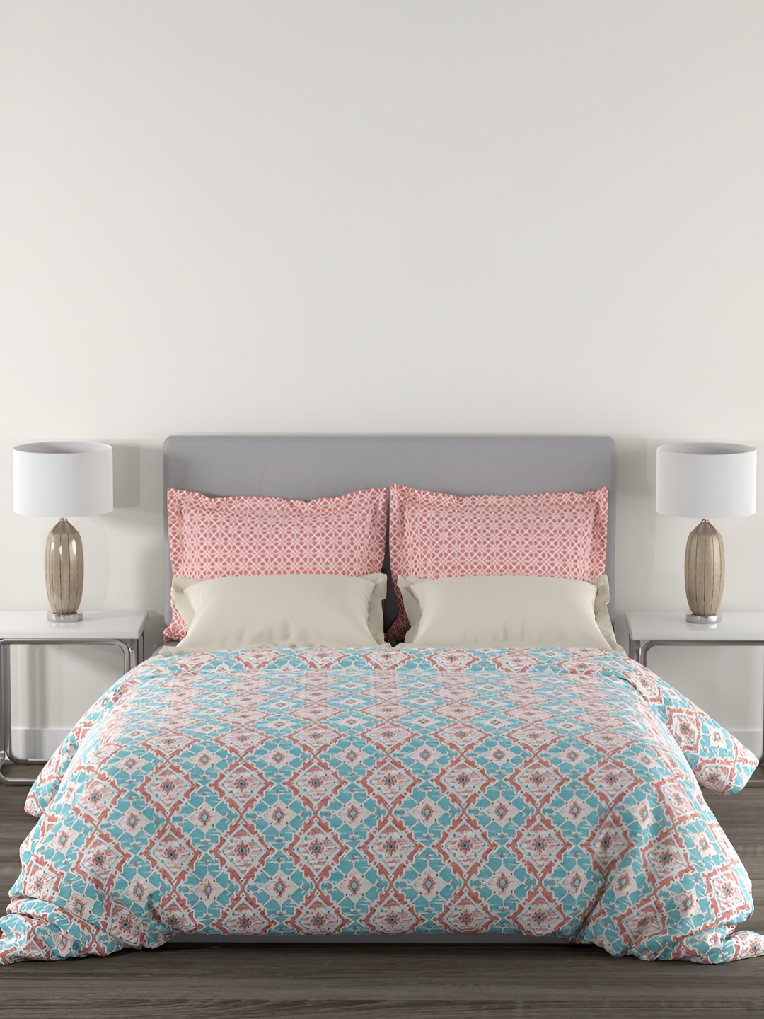 

TRIDENT Killim Peach Flat 144TC King Cotton Bedsheet Set
