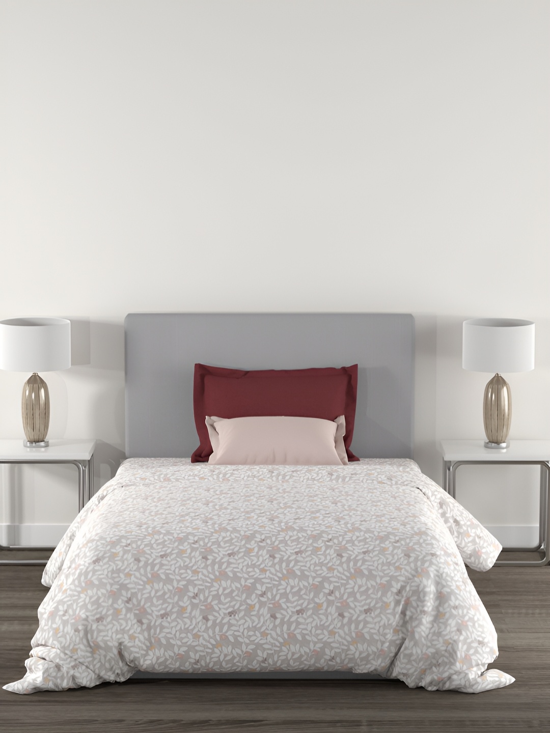 

TRIDENT Lyra Caramel Flat 144TC Single Cotton Bedsheet Set, Grey