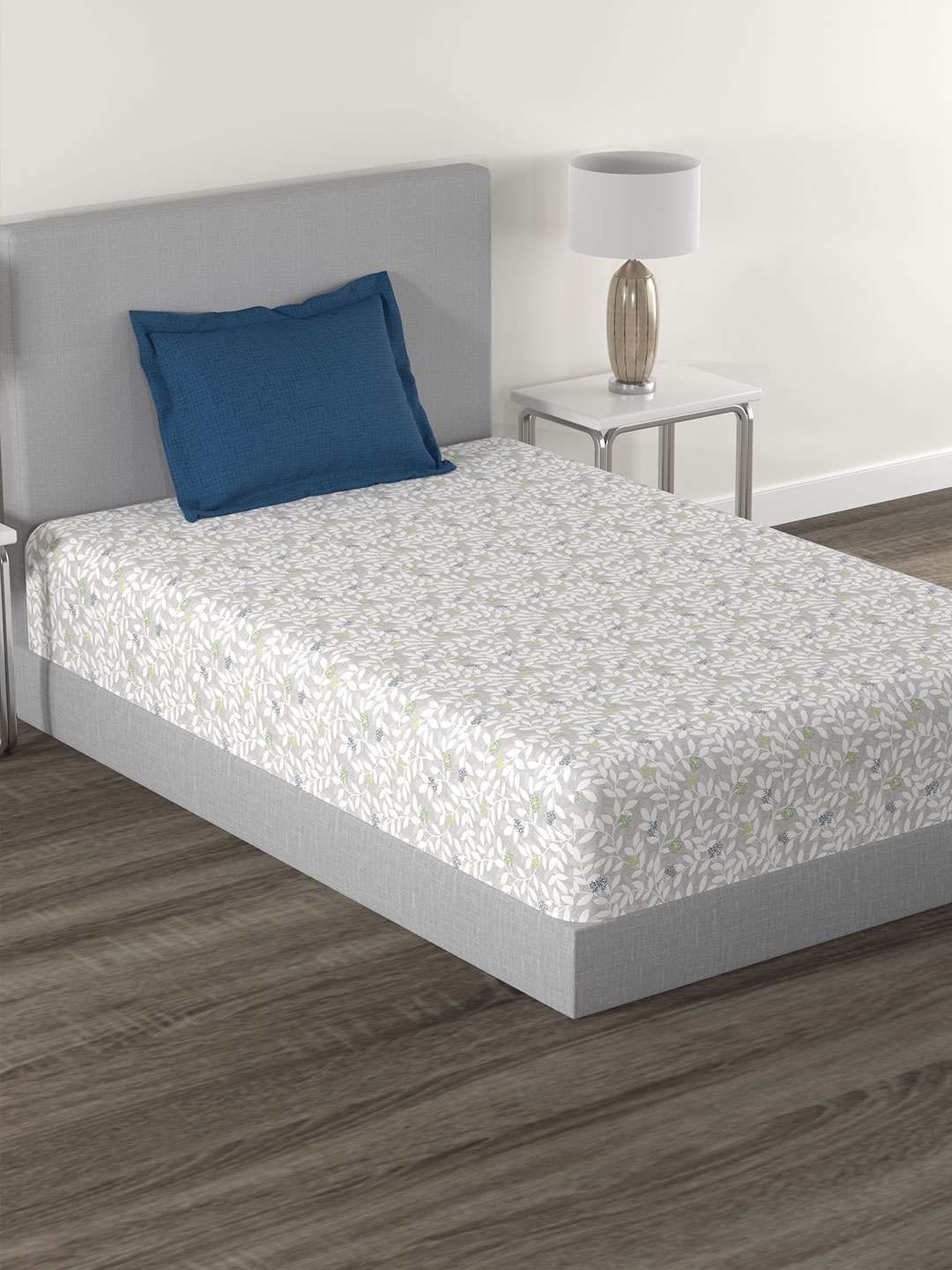 

TRIDENT Lyra Skylight Flat 144TC Single Cotton Bedsheet Set, Blue