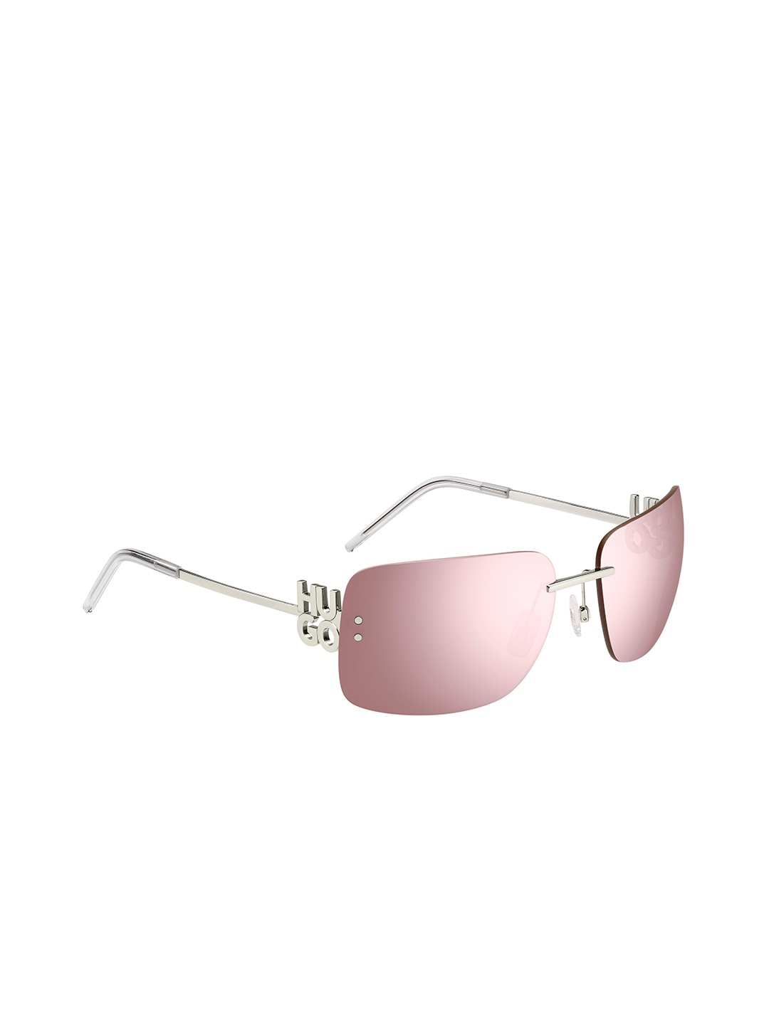 

HUGO Unisex Rectangle Sunglasses with UV Protected Lens 206550010635A, Pink