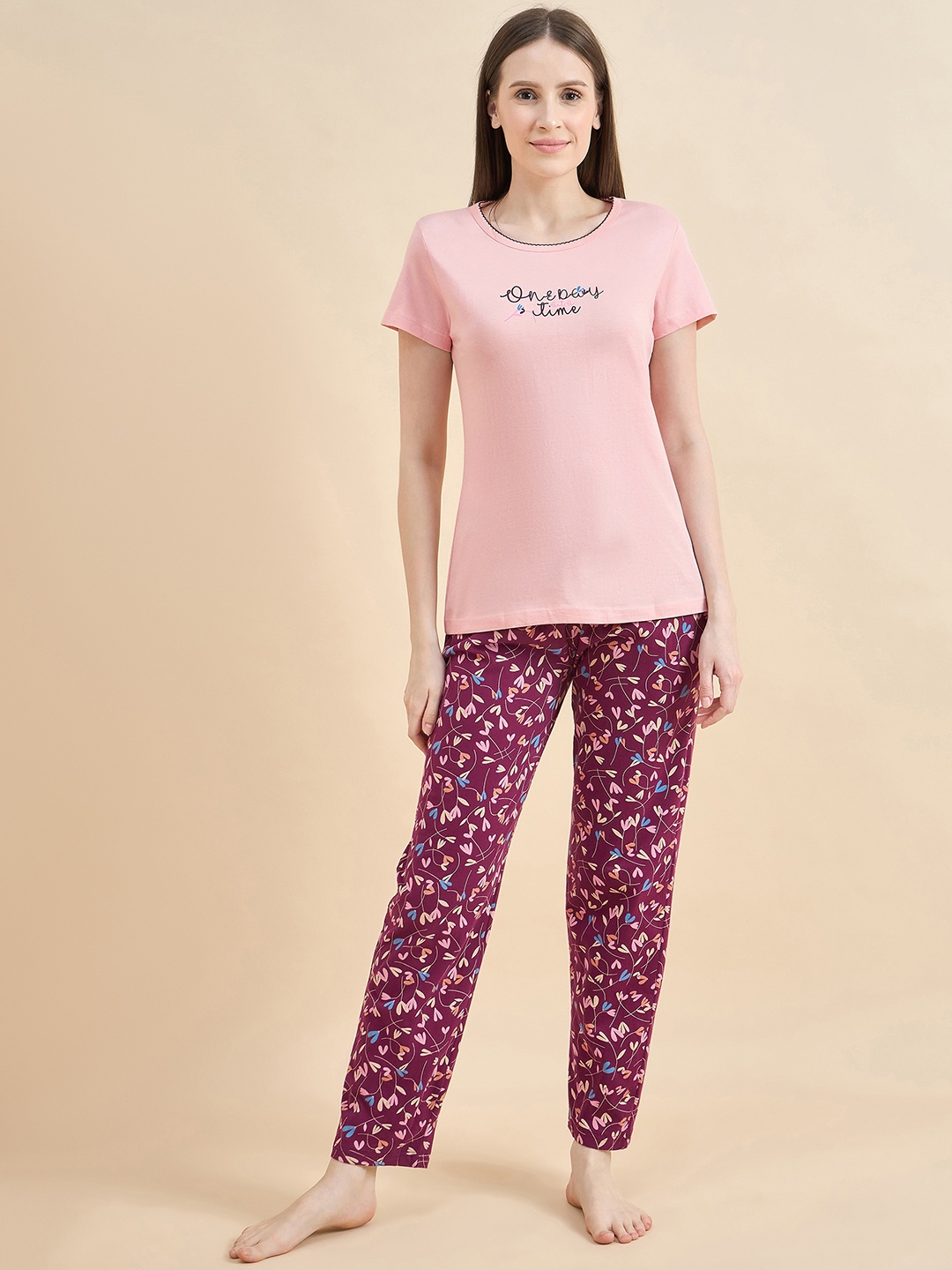 

ETC Women Printed Night suit, Peach
