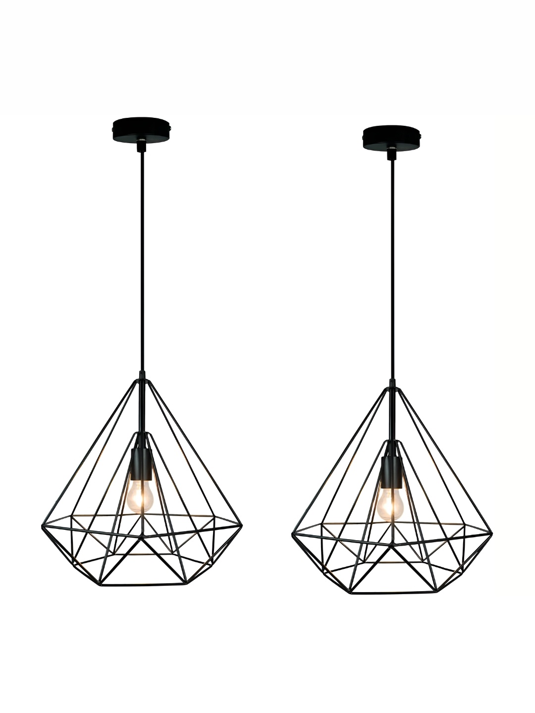 

DENICRAAS 2-Pcs Black Textured Iron Ceiling Lamp
