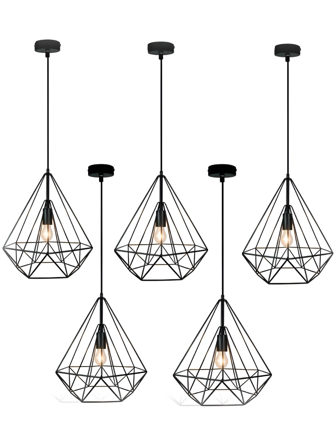 

DENICRAAS 5-Pcs Black Textured Hanging Ceiling Lamp