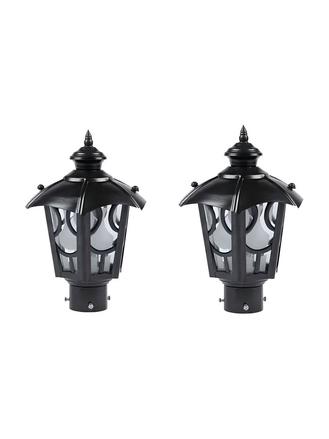 

DENICRAAS Black Lighthouse 2 Pieces Gate Light Outdoor Lamps