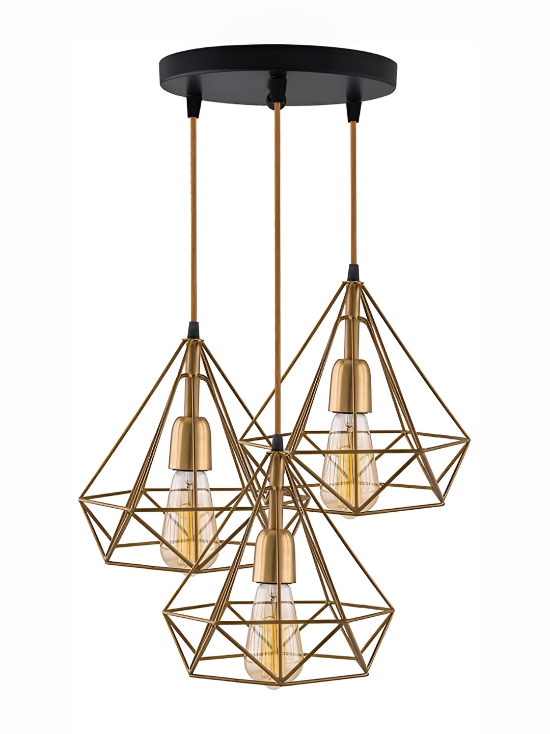 

DENICRAAS Brown Textured Hanging Ceiling Lamp, Gold