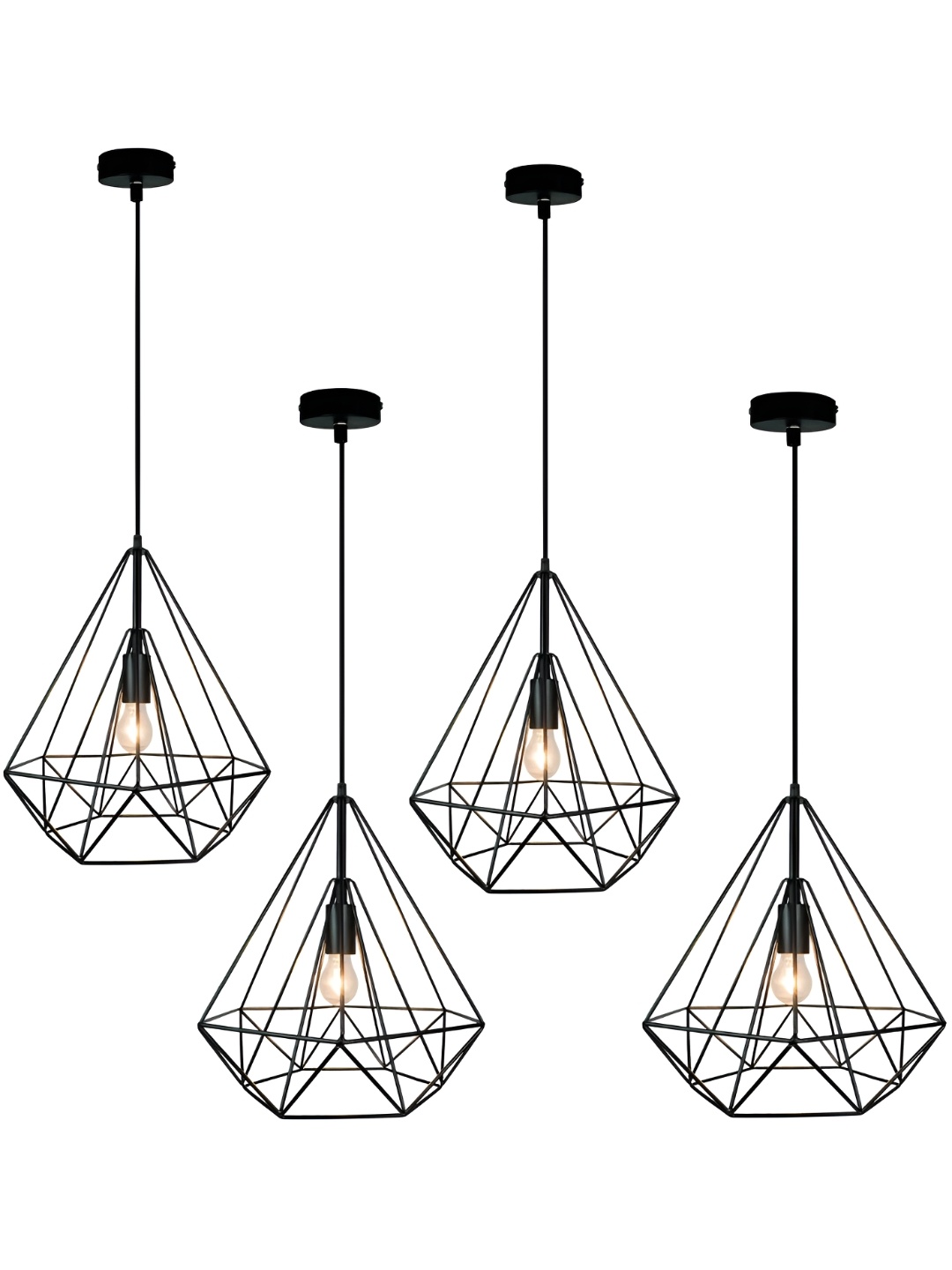 

DENICRAAS 4-Pcs Black Textured Hanging Ceiling Lamp