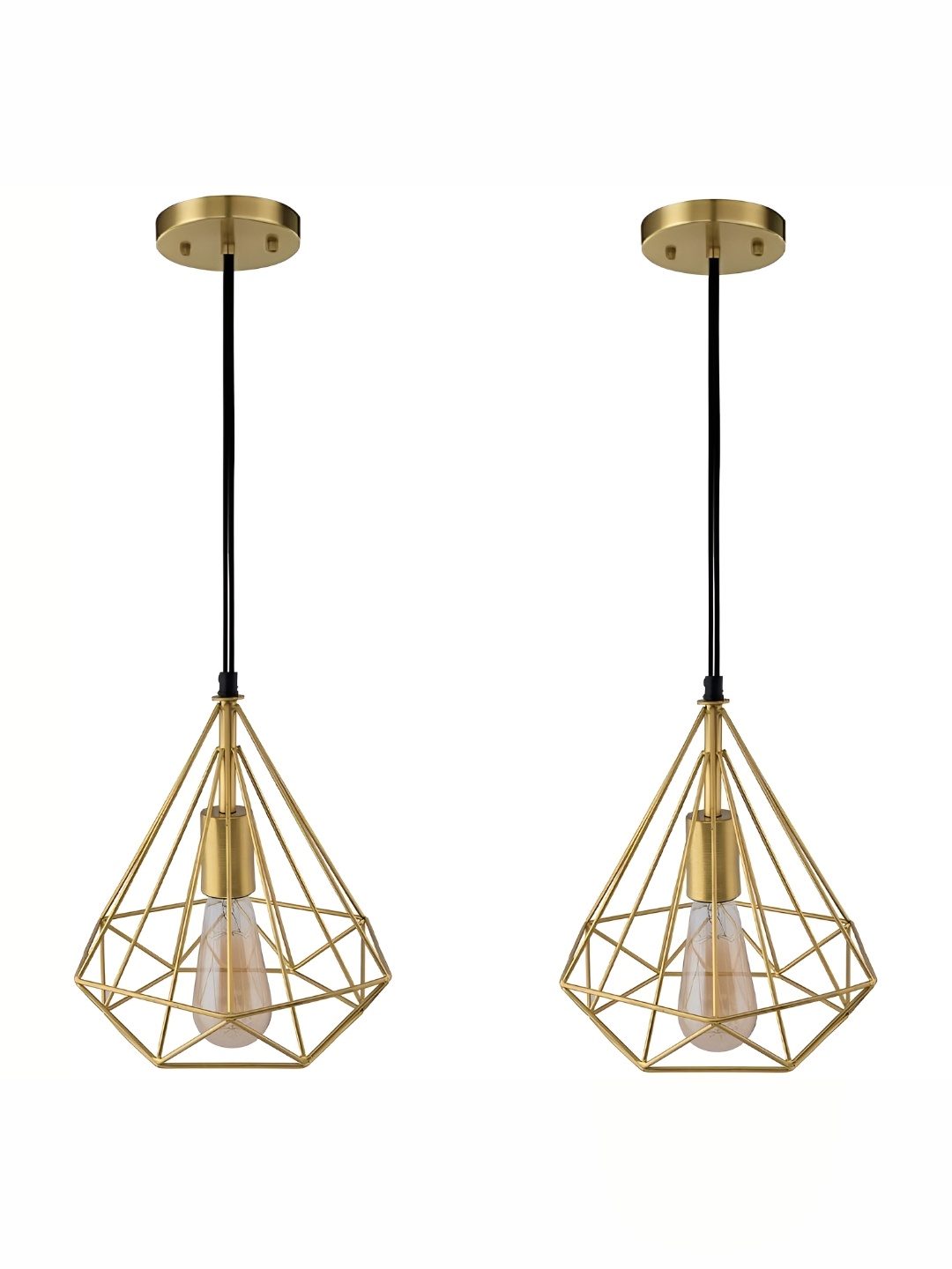 

DENICRAAS Gold-Toned & Black 2 Pieces Textured Contemporary Abstract Shaped Ceiling Lamps