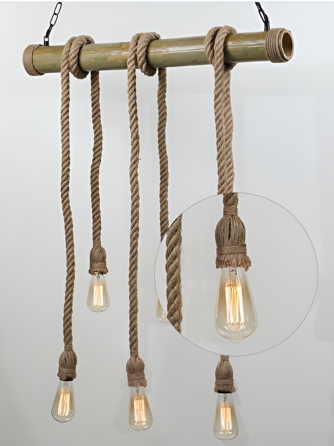 

DENICRAAS Beige & Brown Textured Contemporary Cylinder Ceiling Lamp