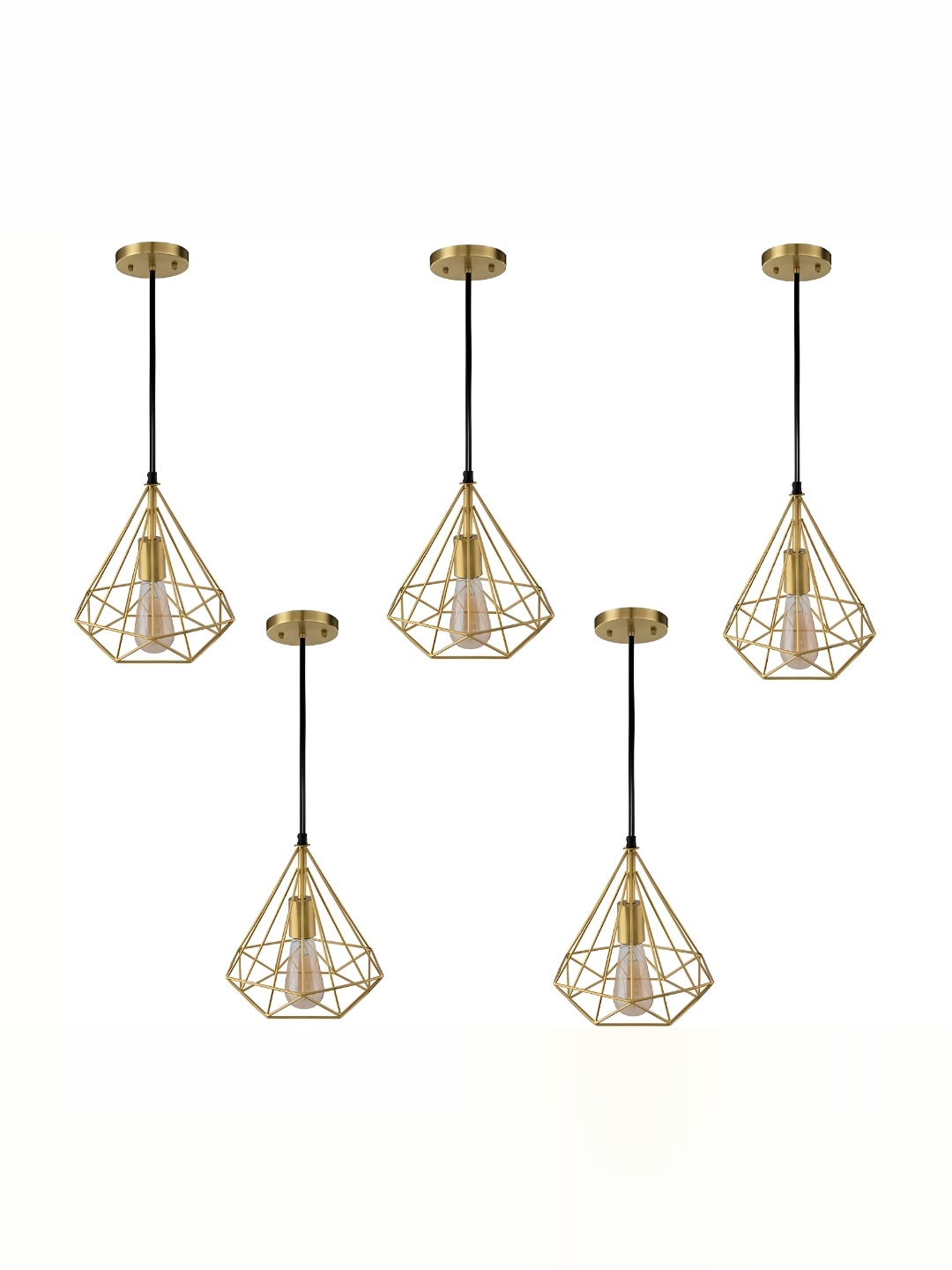 

DENICRAAS Gold-Toned 5 Pieces Textured Contemporary Triangle Shaped Ceiling Lamps