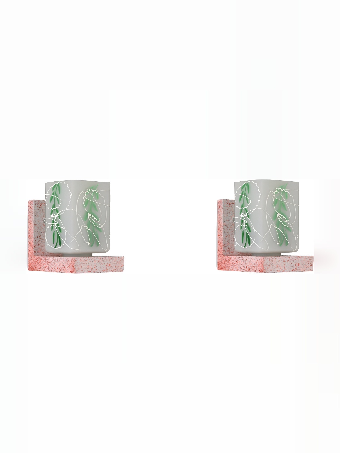 

1ST TIME Green & Red 2 Pcs Printed Glass Traditional Rectangle Shaped Wall Lamp