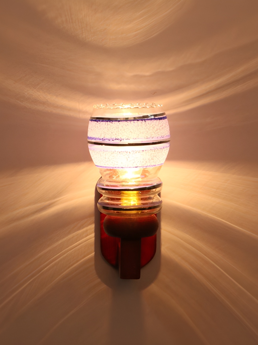 

1ST TIME Transparent & Purple Printed Glass Abstract Shaped Contemporary Wall Lamp