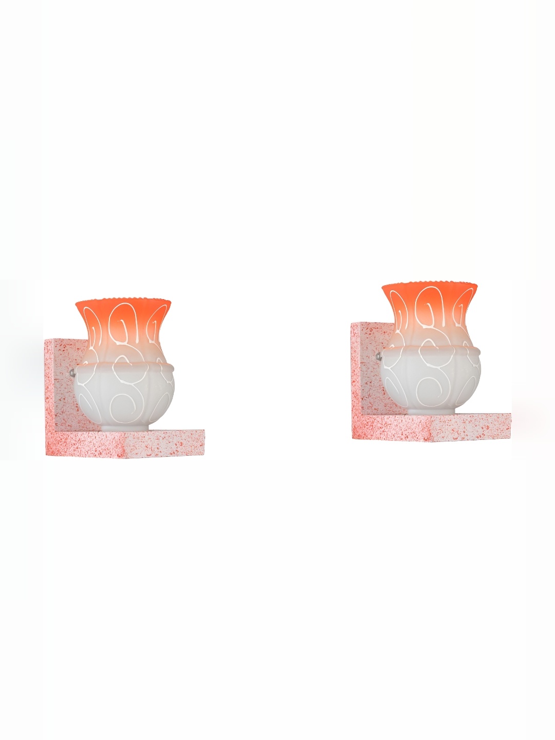 

1ST TIME Orange & White 2 Pieces Printed Glass Contemporary Wall Lamp