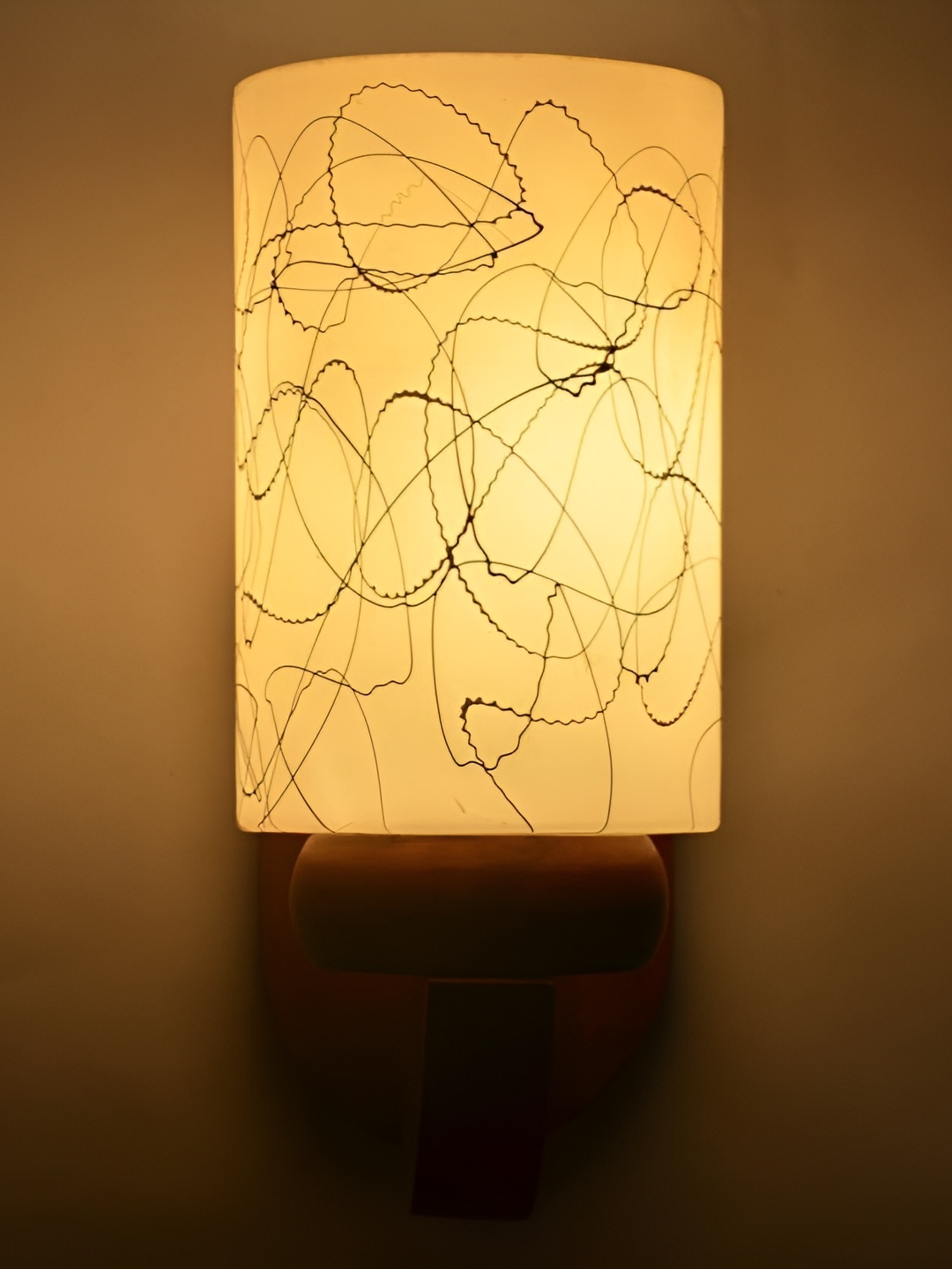 

1ST TIME White & Black Printed Glass Contemporary Wall Lamp