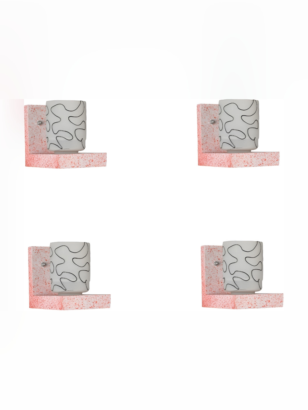 

1ST TIME Black & White 4 Pieces Printed Glass Rectangle Shaped Contemporary Wall Lamp