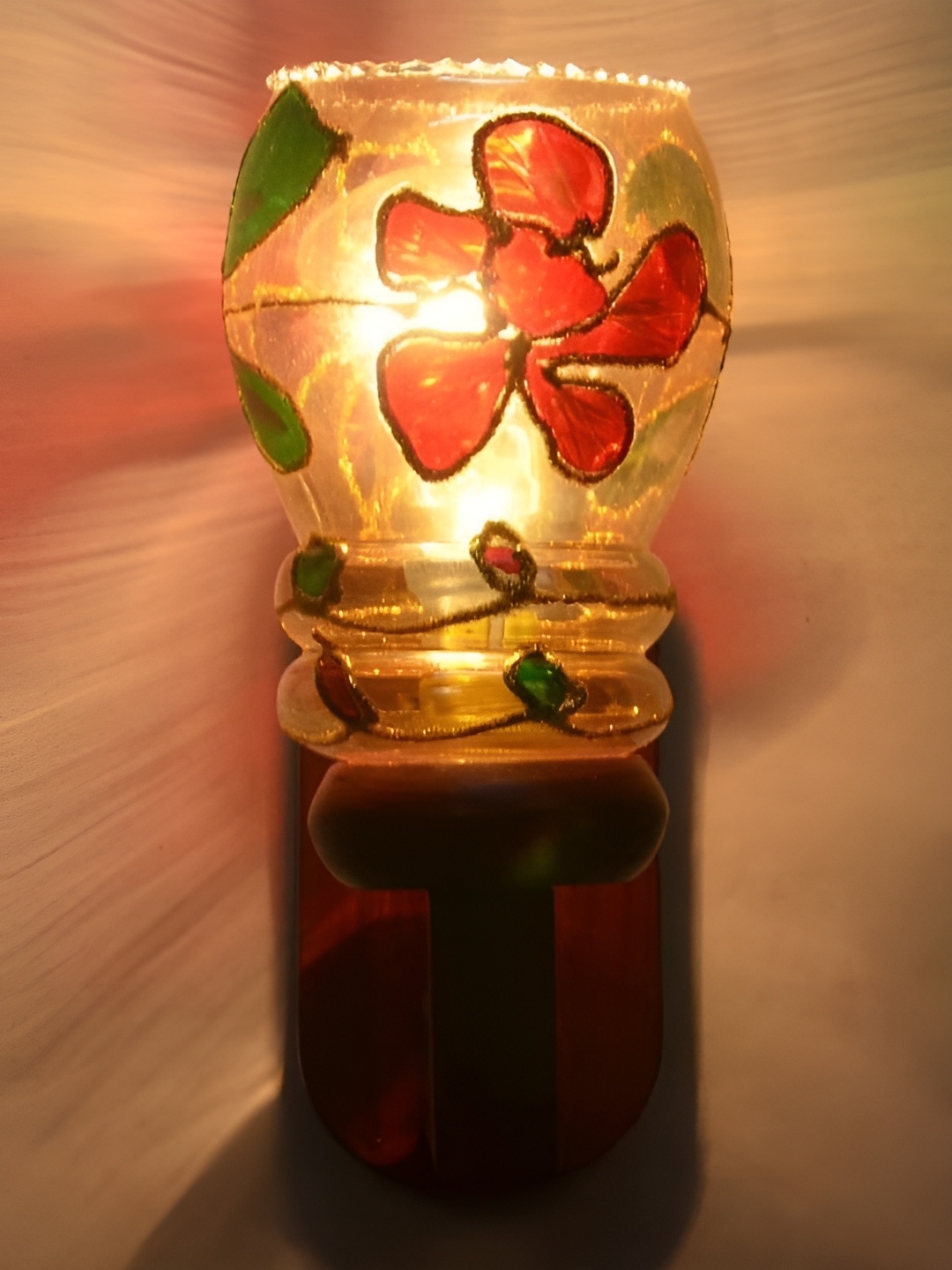

1ST TIME Red & Green Printed Glass Traditional Wall Lamp