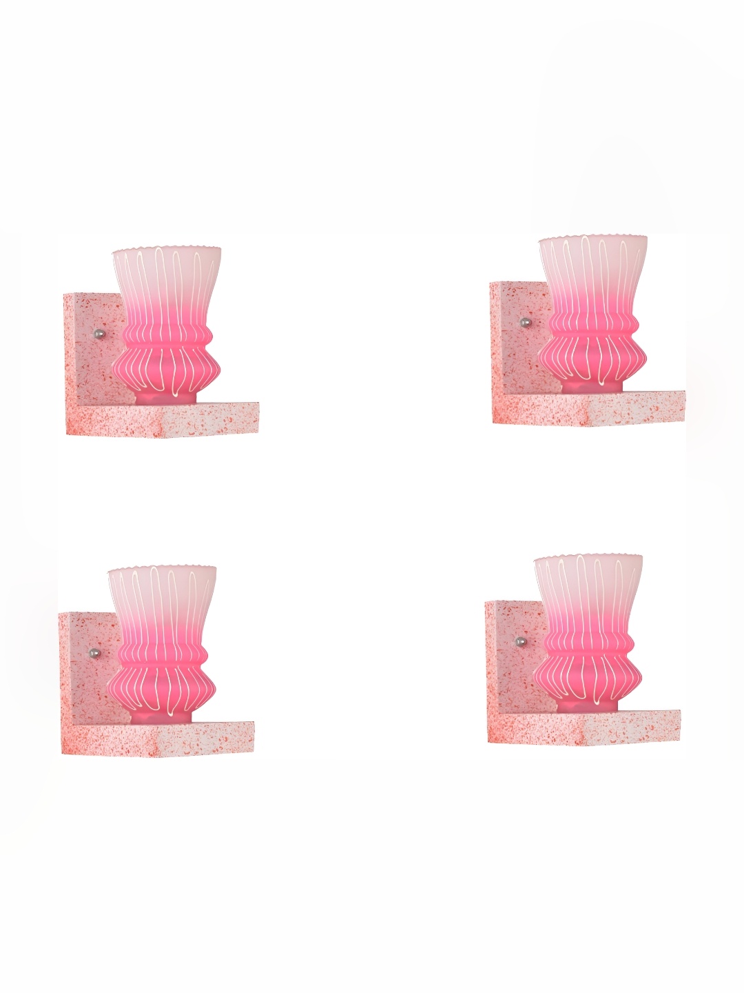 

1ST TIME Pink & White 4 Pieces Textured Glass Traditional Wall Lamp