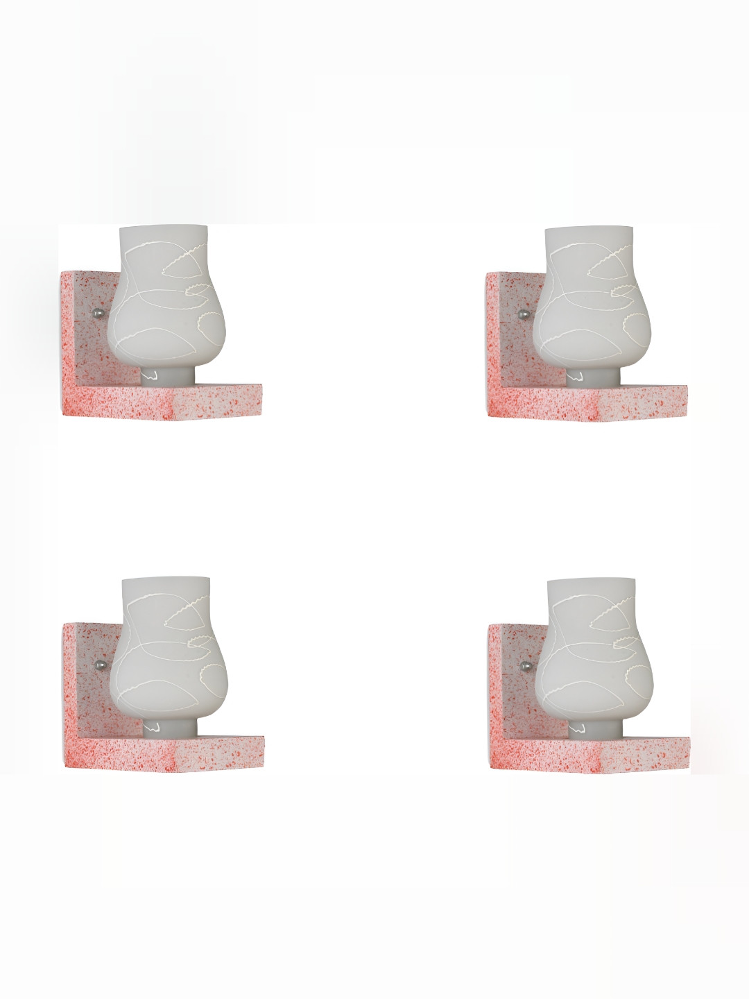 

1ST TIME White & Red 4 Pieces Printed Glass Contemporary Rectangle Shaped Wall Lamp