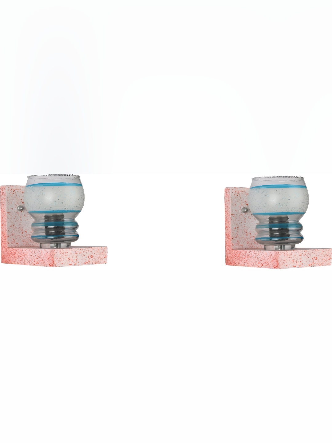 

1ST TIME Blue & Transparent 2 Pieces Glass Textured Contemporary Wall Lamps