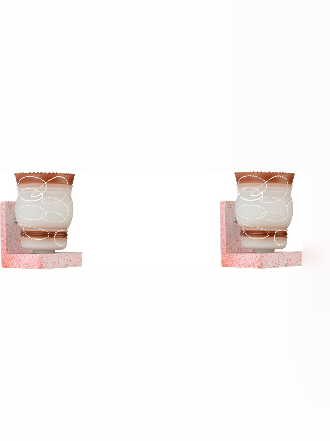 

1ST TIME Brown & White 2 Pieces Printed Glass Contemporary Wall Lamps