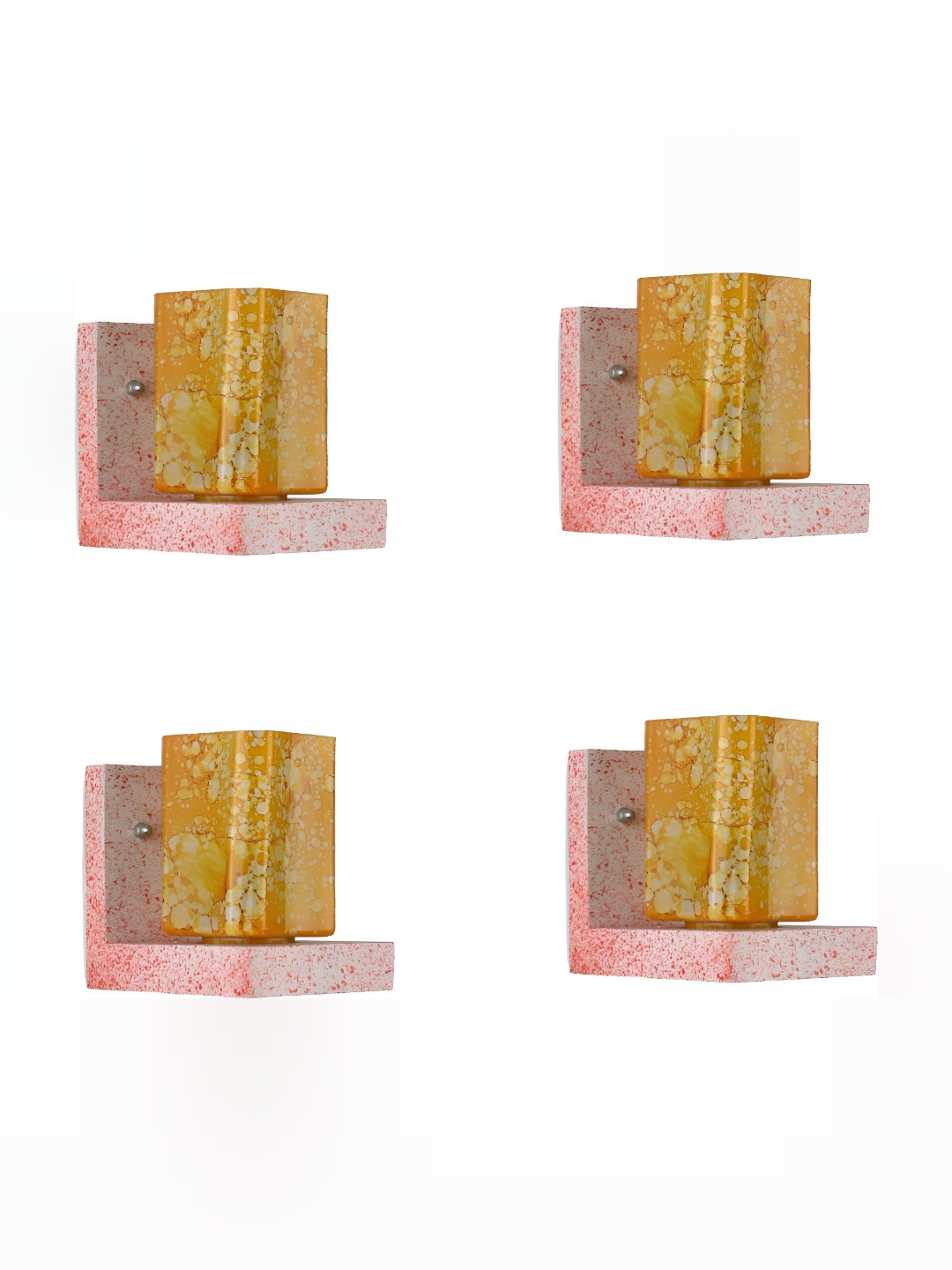 

1ST TIME Yellow 4 Pieces Printed Glass Contemporary Rectangle Shaped Wall Lamps