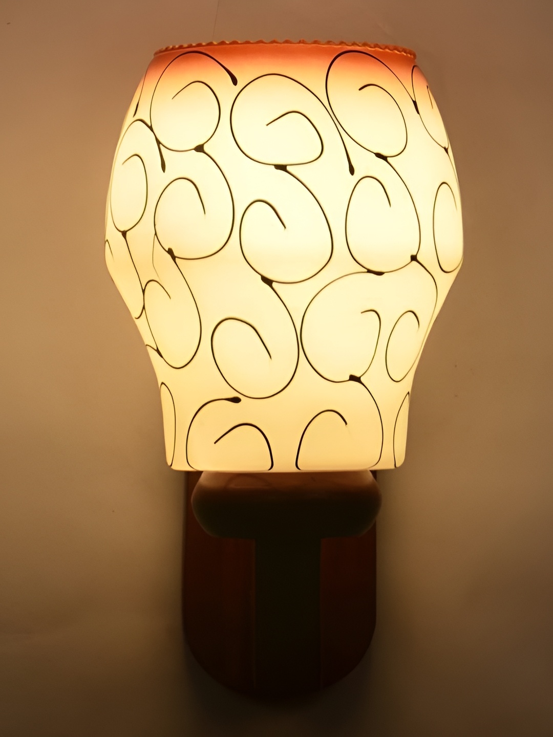 

1ST TIME White & Black Printed Glass Traditional Abstract Shaped Wall Lamp