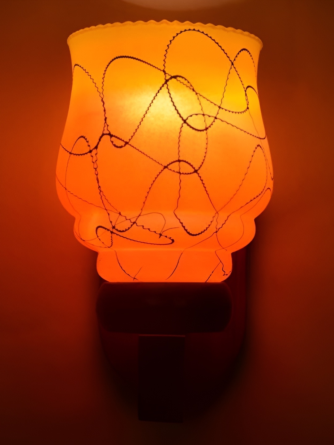 

1ST TIME Orange & Brown Printed Glass Contemporary Wall Lamp