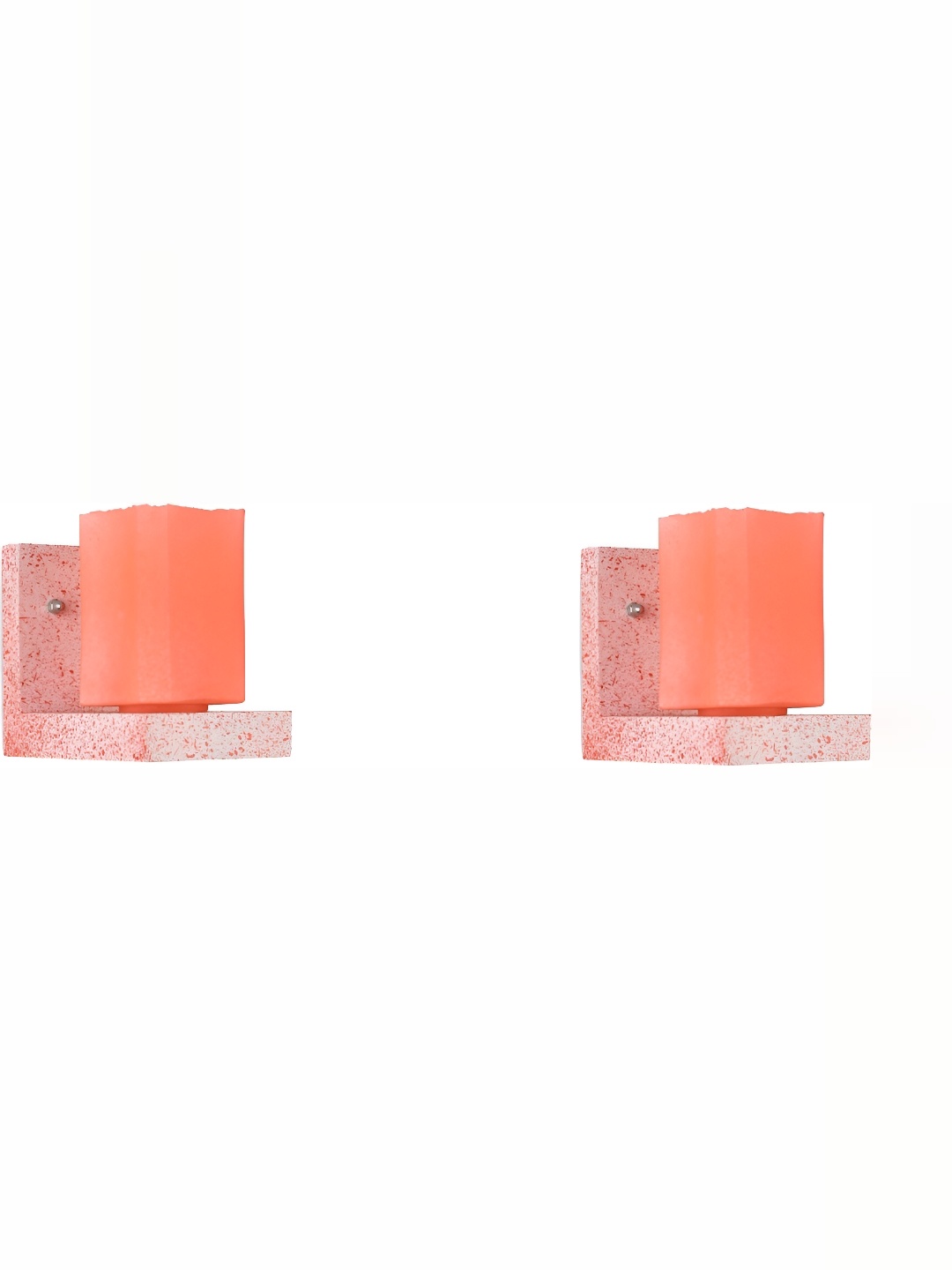 

1ST TIME Orange & Pink 2 Pcs Glass Traditional Rectangle Shaped Wall Lamp