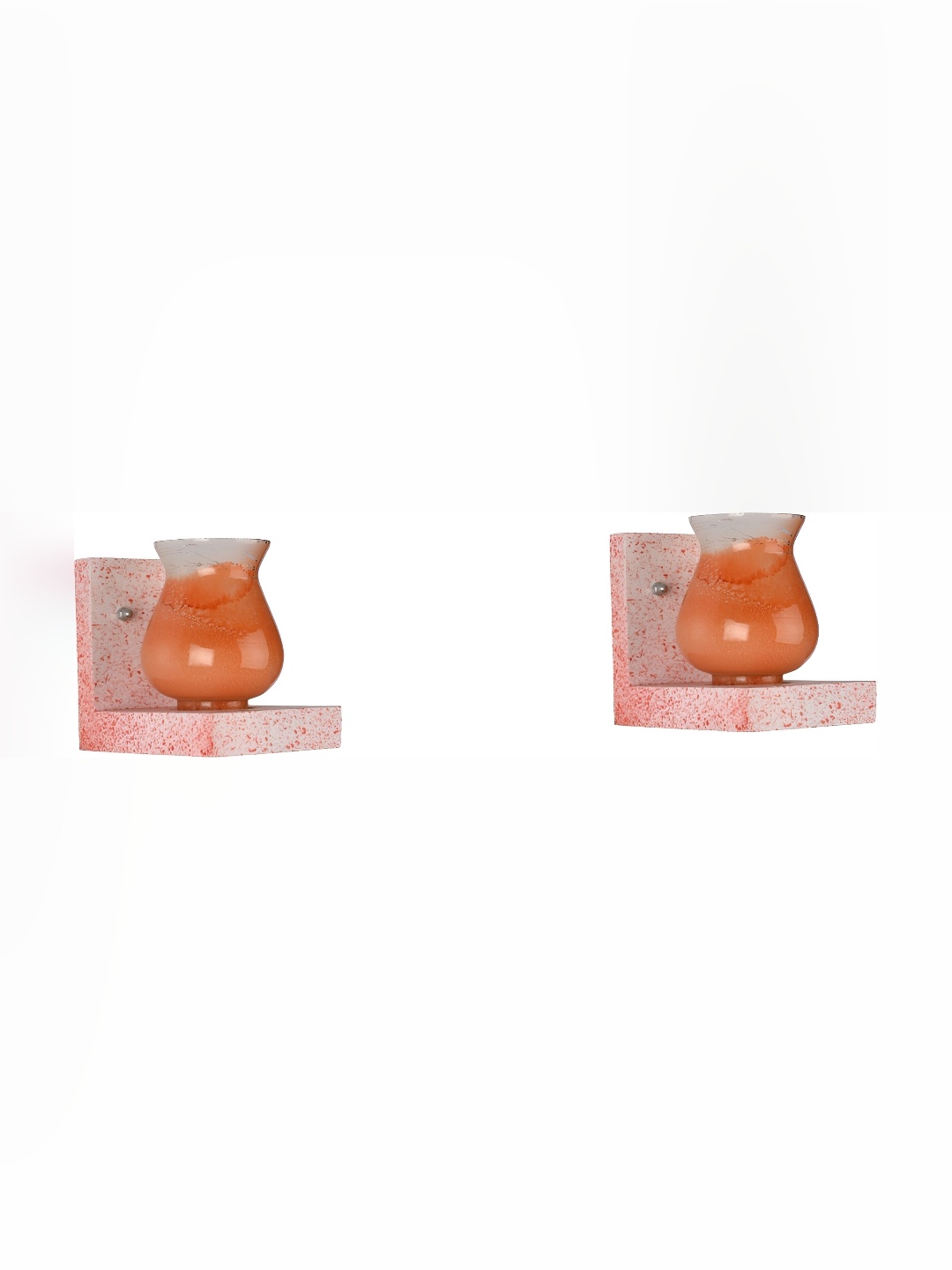 

1ST TIME Orange & White 2 Pieces Printed Glass Contemporary Wall Lamp