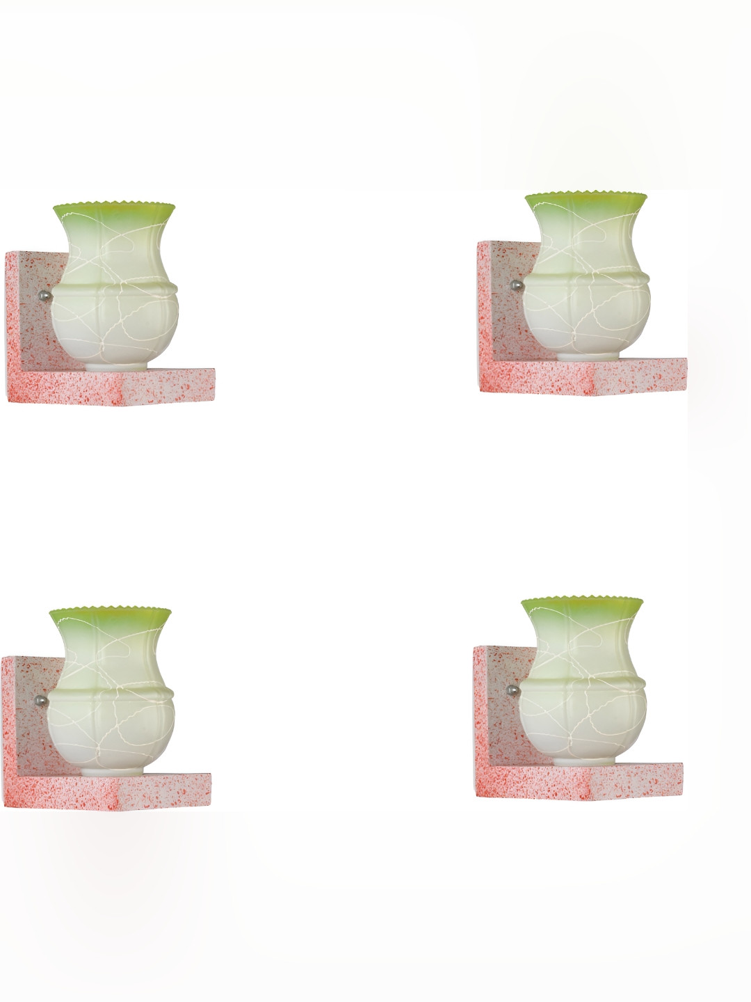 

1ST TIME Green & White 4 Pieces Textured Glass Traditional Wall Lamp