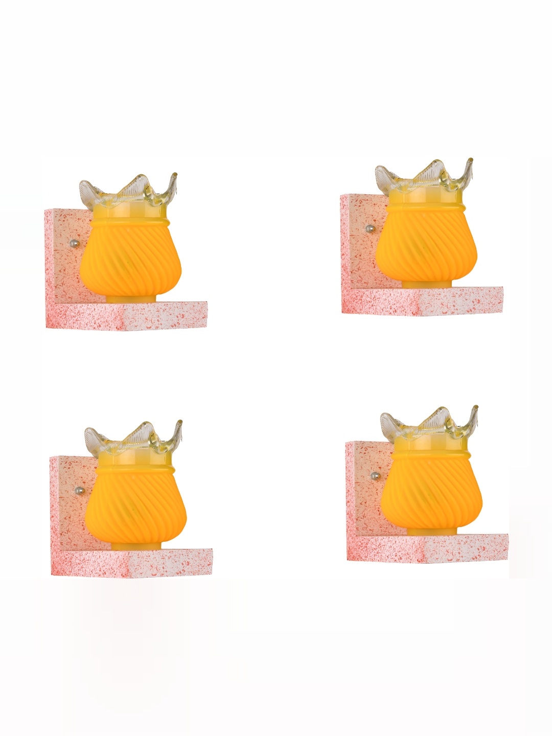 

1ST TIME Yellow & Transparent 4 Pcs Textured Glass Traditional Wall Lamp