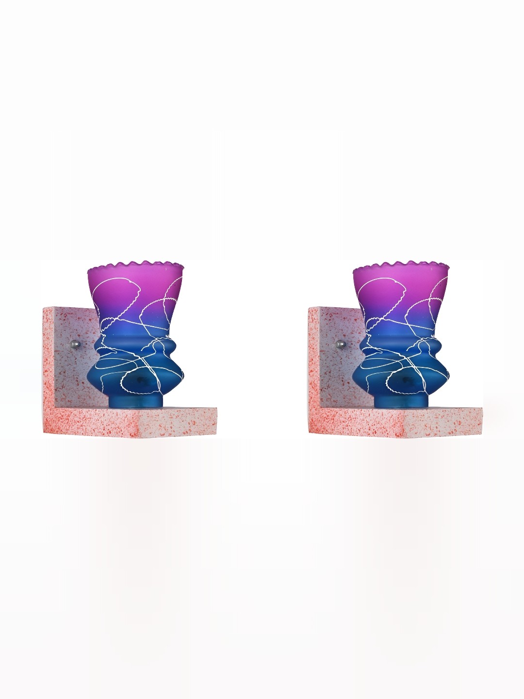 

1ST TIME Pink & Purple 2 Pieces Printed Glass Traditional Wall Lamps